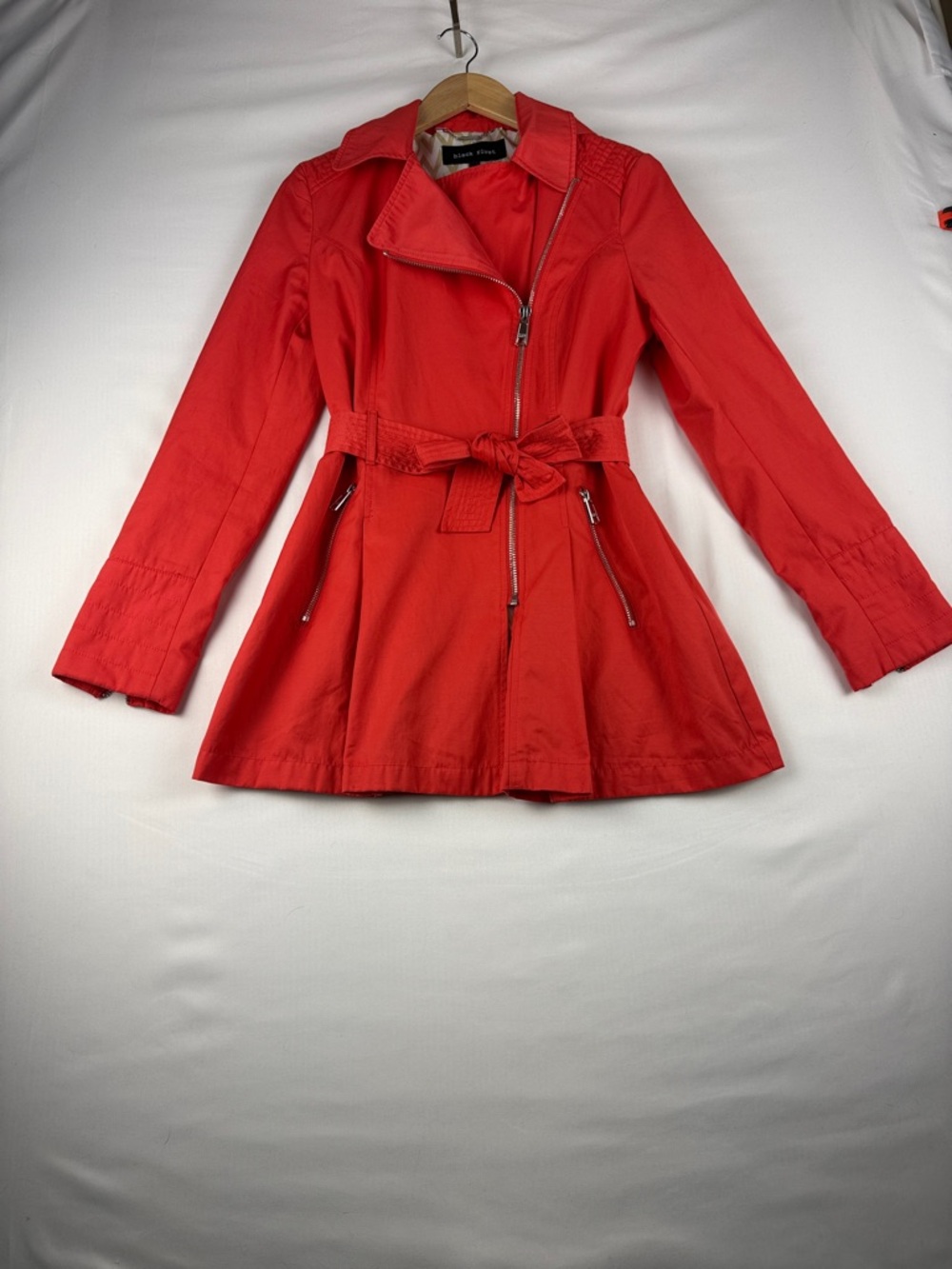 Black Rivet Pink Asymmetrical Zip Jacket Women’s Small Tie Waist Spring Coat